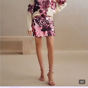 SHEIN Pink Sequin mini and sweater set . Never worn